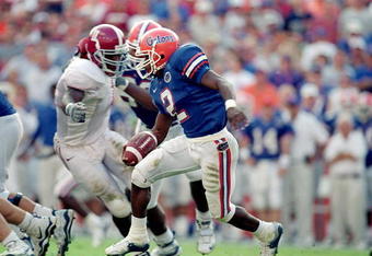 2 Oct 1999: Bo Carroll #2 of the Florida Gators carries the ball during a game against the Alabama Crimson Tide at Florida Field in Gainsville, Florida. The Crimson Tide defeated the Gators 41-40.
