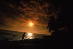 14 Oct 2000:  A silhouette of a runner at sunset during the Ironman Triathlon in Kailua-Kona, Hawaii.Mandatory Credit: Donald Miralle  /Allsport