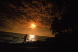 14 Oct 2000:  A silhouette of a runner at sunset during the Ironman Triathlon in Kailua-Kona, Hawaii.Mandatory Credit: Donald Miralle  /Allsport