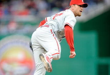 WASHINGTON - APRIL 13:  Brad Lidge #54 of the Philadelphia Phillies pitches against the Washington Nationals at Nationals Park on April 13, 2009 in Washington, DC.  (Photo by Greg Fiume/Getty Images)