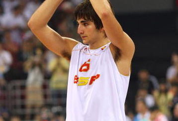 BEIJING - AUGUST 24:  Ricky Rubio #6 of Spain reacts after the United States won 118-107 in the gold medal game during Day 16 of the Beijing 2008 Olympic Games at the Beijing Olympic Basketball Gymnasium on August 24, 2008 in Beijing, China.  (Photo by Phil Walter/Getty Images)