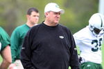 FLORHAM PARK, NJ - MAY 02:  Head coach Rex Ryan of the New York Jets walks on the field during minicamp on May 2, 2009 at the Atlantic Health Jets Training Center in Florham Park, New Jersey.  (Photo by Jim McIsaac/Getty Images)
