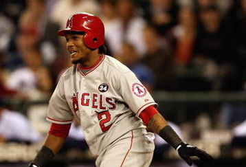 SEATTLE - MAY 21:  Erick Aybar #2 of the Los Angeles Angels of Anaheim bats against the Seattle Mariners during the game on May 21, 2009 in Seattle, Washington. (Photo by Otto Greule Jr/Getty Images) 