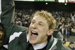 EAST RUTHERFORD, NJ - DECEMBER 29:  Quarterback Chad Pennington #10 of the New York Jets celebrates victory over the Green Bay Packers and winning the AFC East championship at Giants Stadium on December 29, 2002 in East Rutherford, New Jersey. The Jets won 42-17. (Photo by Al Bello/Getty Images)
