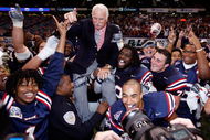 NEW ORLEANS - DECEMBER 21: Head coach Howard Schnellenberger of the Florida Atlantic University Owls is carried on his team's shoulders after defeating the Memphis University Tigers 44-27 in the New Orleans Bowl on December 21, 2007 at the Louisiana Superdome in New Orleans, Louisiana. (Photo by Chris Graythen/Getty Images)