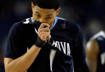 DETROIT - APRIL 04:  Scottie Reynolds #1 of the Villanova Wildcats looks down after losing to the North Carolina Tar Heels 83-69 during the National Semifinal game of the NCAA Division I Men's Basketball Championship at Ford Field on April 4, 2009 in Detroit, Michigan.  (Photo by Andy Lyons/Getty Images)