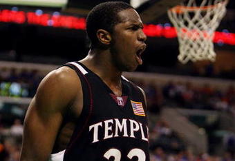SUNRISE, FL - DECEMBER 29:  Dionte Christmas #22 of the Temple Owls celebrates after hitting a basket while being fouled against the Florida Gators in the Orange Bowl Basketball Classic at Bank Atlantic Center on December 29, 2007 in Sunrise, Florida. Florida defeated Temple 86-69.  (Photo by Doug Benc/Getty Images)