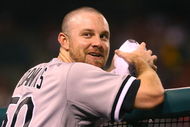 ANAHEIM, CA - MAY 25:  John Danks #50 of the Chicago White Sox is all smiles after coming out of the game in the sixth inning against the Los Angeles Angels of Anaheim at Angel Stadium on May 25, 2009 in Anaheim, California.  (Photo by Jeff Gross/Getty Images)