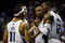 ORLANDO, FL - JUNE 09:  (R-L) Dwight Howard #12, Rashard Lewis #9, Hedo Turkoglu #15 and Courtney Lee #11 of the Orlando Magic talk in the second quarter against the Los Angeles Lakers in Game Three of the 2009 NBA Finals on June 9, 2009 at Amway Arena in Orlando, Florida.  NOTE TO USER:  User expressly acknowledges and agrees that, by downloading and or using this photograph, User is consenting to the terms and conditions of the Getty Images License Agreement.  (Photo by Chris Graythen/Getty Images)