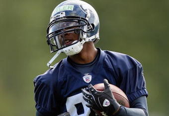 RENTON, WA - MAY 2:  Deon Butler #85 of the Seattle Seahawks runs with the ball during minicamp at the Seahawks training facility on May 2, 2009 in Renton, Washington. (Photo by Otto Greule Jr/Getty Images) 