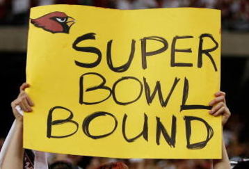GLENDALE, AZ - JANUARY 18:  An Arizona Cardinals fan holds up a sign following the NFC championship game between the Cardinals and the Philadelphia Eagles on January 18, 2009 at University of Phoenix Stadium in Glendale, Arizona.  (Photo by Chris Graythen/Getty Images)