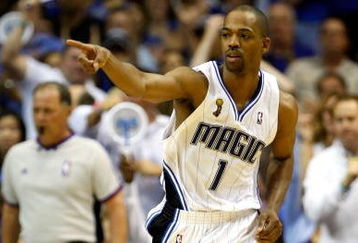ORLANDO, FL - JUNE 09:  Rafer Alston #1 of the Orlando Magic reacts in the third quarter in Game Three of the 2009 NBA Finals against the Los Angeles Lakers on June 9, 2009 at Amway Arena in Orlando, Florida.  NOTE TO USER:  User expressly acknowledges and agrees that, by downloading and or using this photograph, User is consenting to the terms and conditions of the Getty Images License Agreement.  (Photo by Chris Graythen/Getty Images)
