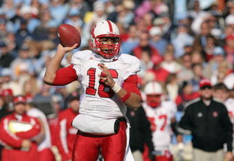 CHAPEL HILL - NOVEMBER 22:  Quarterback Russell Wilson #16 of the North Carolina State Wolfpack passes the ball during the game against the North Carolina Tar Heels at Kenan Stadium on November 22, 2008 in Chapel Hill, North Carolina. ( Photo by: Streeter Lecka/Getty Images)