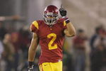 LOS ANGELES - NOVEMBER 29:  Taylor Mays #2 of the USC Trojans gestures as he lines up against the Notre Dame Fighting Irish on November 29, 2008 at the Los Angeles Memorial Coliseum in Los Angeles, California.  USC won 38-3.  (Photo by Jeff Golden/Getty Images)