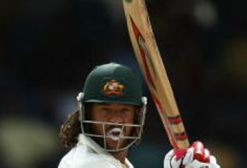 BRIDGETOWN, BARBADOS - JUNE 12: Andrew Symonds of Australia plays a shot during day one of the third test match between the West Indies and Australia at Kensington Oval on June 12, 2008 in Bridgetown, Barbados.  (Photo by Chris McGrath/Getty Images)