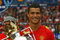 MANCHESTER, ENGLAND - MAY 16:  Cristiano Ronaldo of Manchester United lifts the Barclays Premier League trophy after the Barclays Premier League match between Manchester United and Arsenal at Old Trafford on May 16, 2009 in Manchester, England.  (Photo by Alex Livesey/Getty Images)