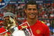 MANCHESTER, ENGLAND - MAY 16:  Cristiano Ronaldo of Manchester United lifts the Barclays Premier League trophy after the Barclays Premier League match between Manchester United and Arsenal at Old Trafford on May 16, 2009 in Manchester, England.  (Photo by Alex Livesey/Getty Images)
