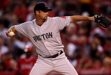 ANAHEIM, CA - MAY 13:  Pitcher Tim Wakefield #49 of the Boston Red Sox throws a pitch against the Los Angeles Angels of Anaheim on May 13, 2009 at Angel Stadium in Anaheim, California.  (Photo by Stephen Dunn/Getty Images)