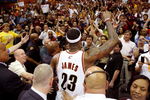 CLEVELAND - MAY 22:  LeBron James #23 of the Cleveland Cavaliers walks off the court after making the game winning three point basket against the Orlando Magic in Game Two of the Eastern Conference Finals during the 2009 Playoffs at Quicken Loans Arena on May 22, 2009 in Cleveland, Ohio. NOTE TO USER: User expressly acknowledges and agrees that, by downloading and or using this photograph, User is consenting to the terms and conditions of the Getty Images License Agreement  (Photo by Gregory Shamus/Getty Images)