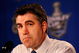 DETROIT - MAY 08:   Head coach Dave Tippett of the Dallas Stars talks with the media after being defeated in game one of the Western Conference Finals of the 2008 NHL Stanley Cup Playoffs to the Detroit Red Wings at Joe Louis Arena on May 8, 2008 in Detroit, Michigan. The Red Wings defeated the Stars 4-1 to set the series 1-0 Red Wings. (Photo by Dave Sandford/Getty Images)
