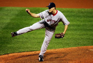 CLEVELAND - OCTOBER 18:  Closing pitcherJonathan Papelbon #58 of the Boston Red Sox delivers against the Cleveland Indians during Game Five of the American League Championship Series at Jacobs Field on October 18, 2007 in Cleveland, Ohio.  The Red Sox won the game 7-1 making the series 3-2.  (Photo by Jim McIsaac/Getty Images)