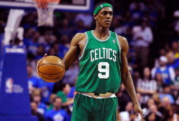 ORLANDO, FL - MAY 14:  Rajon Rondo #9 of the Boston Celtics sets up the offense in Game Six of the Eastern Conference Semifinals during the 2009 NBA Playoffs against the Orlando Magic at Amway Arena on May 14, 2009 in Orlando, Florida.  NOTE TO USER: User expressly acknowledges and agrees that, by downloading and/or using this Photograph, user is consenting to the terms and conditions of the Getty Images License Agreement.  (Photo by Sam Greenwood/Getty Images)