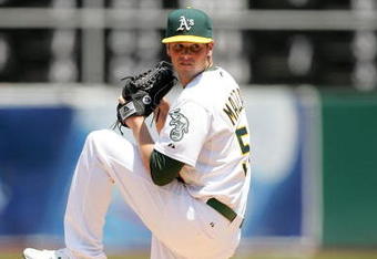 OAKLAND, CA - JUNE 07:  Vin Mazzaro #54 of the Oakland Athletics pitches against the Baltimore Orioles at the Oakland Coliseum on June 7, 2009 in Oakland, California.  (Photo by Ezra Shaw/Getty Images)