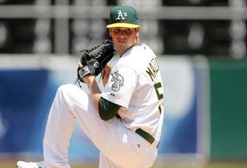 OAKLAND, CA - JUNE 07:  Vin Mazzaro #54 of the Oakland Athletics pitches against the Baltimore Orioles at the Oakland Coliseum on June 7, 2009 in Oakland, California.  (Photo by Ezra Shaw/Getty Images)