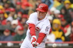 CINCINNATI, OH - APRIL 6: Jay Bruce #32 of the Cincinnati Reds swings through a pitch against the New York Mets at Great American Ballpark on April 6, 2009 in Cincinnati, Ohio. The Mets won 2-1.(Photo by Mark Lyons/Getty Images)