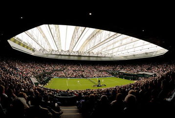 LONDON, ENGLAND - MAY 17:  A general view of the closed centre court roof during the Mixed Doubles match of Andre Agassi and Steffi Graf against Tim Henman and Kim Clijsters during the 'Centre Court Celebration' at Wimbledon on May 17, 2009 in London, England.  (Photo by AELTC/Pool/Getty Images)