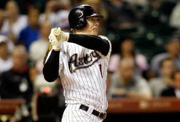 HOUSTON - APRIL 06:  Geoff Blum #27 of the Houston Astros at bat against the Chicago Cubs during the Opening Day game on April 6, 2009 at Minute Maid Park in Houston, Texas.  (Photo by Chris Graythen/Getty Images)