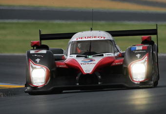 LE MANS, FRANCE - JUNE 15:  The Team Peugeot 908 car of Nicolas Minassian of France, Jacques Villeneuve of Canada and Marc Gene of Spain drives on its way to finishing in second place during the 76th running of the Le Mans 24 Hour race at the Circuit des 24 Heures du Mans on June 15, 2008 in Le Mans, France.  (Photo by Ker Robertson/Getty Images)