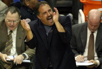 ORLANDO, FL - JUNE 09:  Head coach Stan Van Gundy of the Orlando Magic reacts in the third quarter against the Los Angeles Lakers Game Three of the 2009 NBA Finals on June 9, 2009 at Amway Arena in Orlando, Florida.  NOTE TO USER:  User expressly acknowledges and agrees that, by downloading and or using this photograph, User is consenting to the terms and conditions of the Getty Images License Agreement.  (Photo by Elsa/Getty Images)
