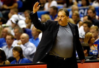 ORLANDO, FL - JUNE 09:  Head coach Stan Van Gundy of the Orlando Magic reacts from the sideline in the first half of Game Three of the 2009 NBA Finals against the Los Angeles Lakers on June 9, 2009 at Amway Arena in Orlando, Florida.  NOTE TO USER:  User expressly acknowledges and agrees that, by downloading and or using this photograph, User is consenting to the terms and conditions of the Getty Images License Agreement.  (Photo by Chris Graythen/Getty Images)