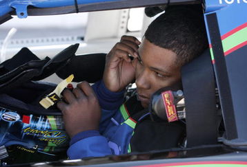 MEMPHIS, TN - OCTOBER 25:  Marc Davis, driver of the #18 DLP HDTV Toyota, puts his helment on before he takes the track for qualifying for the NASCAR Nationwide Series Kroger On Track For The Cure 250 at the Memphis Motorsports Park on October 25, 2008, in Memphis, Tennessee.   (Photo by John Sommers II/Getty Images)