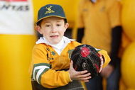 CANBERRA, AUSTRALIA - JUNE 07: A child takes part in a running bungee during an Australian Rugby Union (ARU) fan day at Griffith Oval on June 7, 2009 in Canberra, Australia.  (Photo by Mark Nolan/Getty Images)