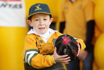 CANBERRA, AUSTRALIA - JUNE 07: A child takes part in a running bungee during an Australian Rugby Union (ARU) fan day at Griffith Oval on June 7, 2009 in Canberra, Australia.  (Photo by Mark Nolan/Getty Images)