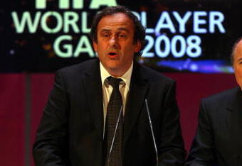 ZURICH, SWITZERLAND - JANUARY 12:  UEFA President Michel Platini delivers a speech during The FIFA World Player Gala 2008, at the Zurich Opera House on January 12, 2009  in Zurich, Switzerland.  (Photo by John Gichigi/Getty Images)