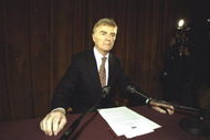23 Oct 1999: The FIA President Max Mosley announces details of the successful Ferrari appeal at the FIA press conference held in Paris, France. \ Mandatory Credit: Dave Rogers /Allsport