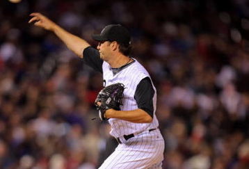 DENVER - APRIL 11:  Pitcher Jason Grilli #49 of the Colorado Rockies delivers as he enters the game in relief against the Philadelphia Phillies during MLB action at Coors Field on April 11, 2009 in Denver, Colorado. The Phillies defeated the Rockies 8-4.  (Photo by Doug Pensinger/Getty Images)