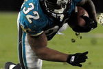 JACKSONVILLE, FL - DECEMBER 18:  Maurice Jones-Drew #32 of the Jacksonville Jaguars dives for yardage during the game against the Indianapolis Colts at Jacksonville Municipal Stadium on December 18, 2008 in Jacksonville, Florida.  (Photo by Sam Greenwood/Getty Images)
