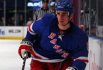 NEW YORK - APRIL 07:  Wade Redden #6 of the New York Rangers skates against the Montreal Canadiens on April 7, 2009 at Madison Square Garden in New York City. The Rangers defeated the Habs 3-1.  (Photo by Jim McIsaac/Getty Images)