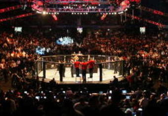CHICAGO- OCTOBER 25:  People attend the UFC 90 at UFC's Ultimate Fight Night at Allstate Arena on October 25, 2008 in Chicago, Illinois. (Photo by Tasos Katopodis/Getty Images)