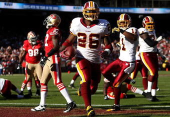 SAN FRANCISCO - DECEMBER 28:  Clinton Portis #26 of the Washington Redskins scores a touchdown against  the San Francisco 49ers at Candlestick Park on December 28, 2008 in San Francisco, California  (Photo by Jonathan Ferrey/Getty Images)
