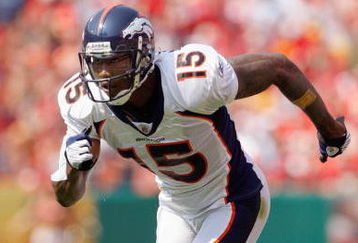KANSAS CITY - SEPTEMBER 28:  Brandon Marshall #15 of the Denver Broncos runs a pattern during the game against the Kansas City Chiefs on September 28, 2008 at Arrowhead Stadium in Kansas City, Missouri. The Chiefs defeated the Broncos 33-19.  (Photo by: Jamie Squire/Getty Images)