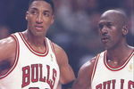 6 May 1997:  Guard Michael Jordan #23 and forward Scottie Pippen #33 of the Chicago Bulls stand on the court during a playoff game against the Atlanta Hawks at the United Center in Chicago, Illinois.  The Bulls won the game 100-97.   Mandatory Credit: Jon