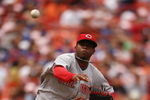 FLUSHING, NY - MAY 11:  Johnny Cueto #47 of the Cincinnati Reds throws a pitch against the New York Mets during the MLB game on May 11, 2008 at Shea Stadium in Flushing, New York. (Photo by: Chris McGrath/Getty Images)