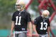 SANTA CLARA, CA - MAY 01: Quarterbacks Alex Smith #11 and Shaun Hill #13 of the San Francisco 49ers look on during the 49ers Minicamp at their training facilities on May 1, 2009 in Santa Clara, California. (Photo by Jed Jacobsohn/Getty Images)