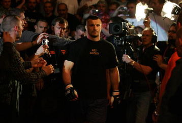 MANCHESTER, UNITED KINGDOM - APRIL 21: A pensive Mirko Cro Cop of Croatia walks to the octagon before fighting Gabriel Gonzaga of USA in a Heavyweight bout of the Ultimate Fighting Championship at the Manchester Evening News Arena on April 21, 2007 in Manchester, England. (Photo by Gary M. Prior/Getty Images)