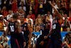 BEIJING - AUGUST 24: Kobe Bryant #10 of the United States celebrate a play with teammates Chris Paul #13, Dwyane Wade #9 and Chris Bosh #12 in the gold medal game against Spain during Day 16 of the Beijing 2008 Olympic Games at the Beijing Olympic Basketball Gymnasium on August 24, 2008 in Beijing, China.  (Photo by Streeter Lecka/Getty Images)